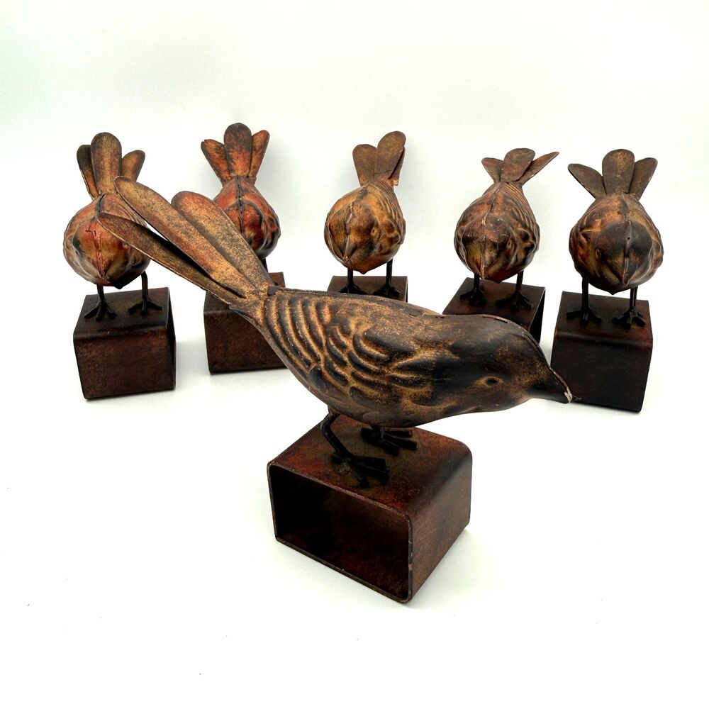 Rustic Bird Metal Napkin Rings Set of 6 - Farmhouse Table Decor Z Gallerie